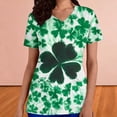 thumbnail image 4 of Mceream Nurse St Patricks Day Shirt for Womens Breathable Plus Size Nurse Working Uniform Shamrocks Print Scrub Tops V Neck Short Sleeve Fun Nursing Uniforms Green XXL, 4 of 6