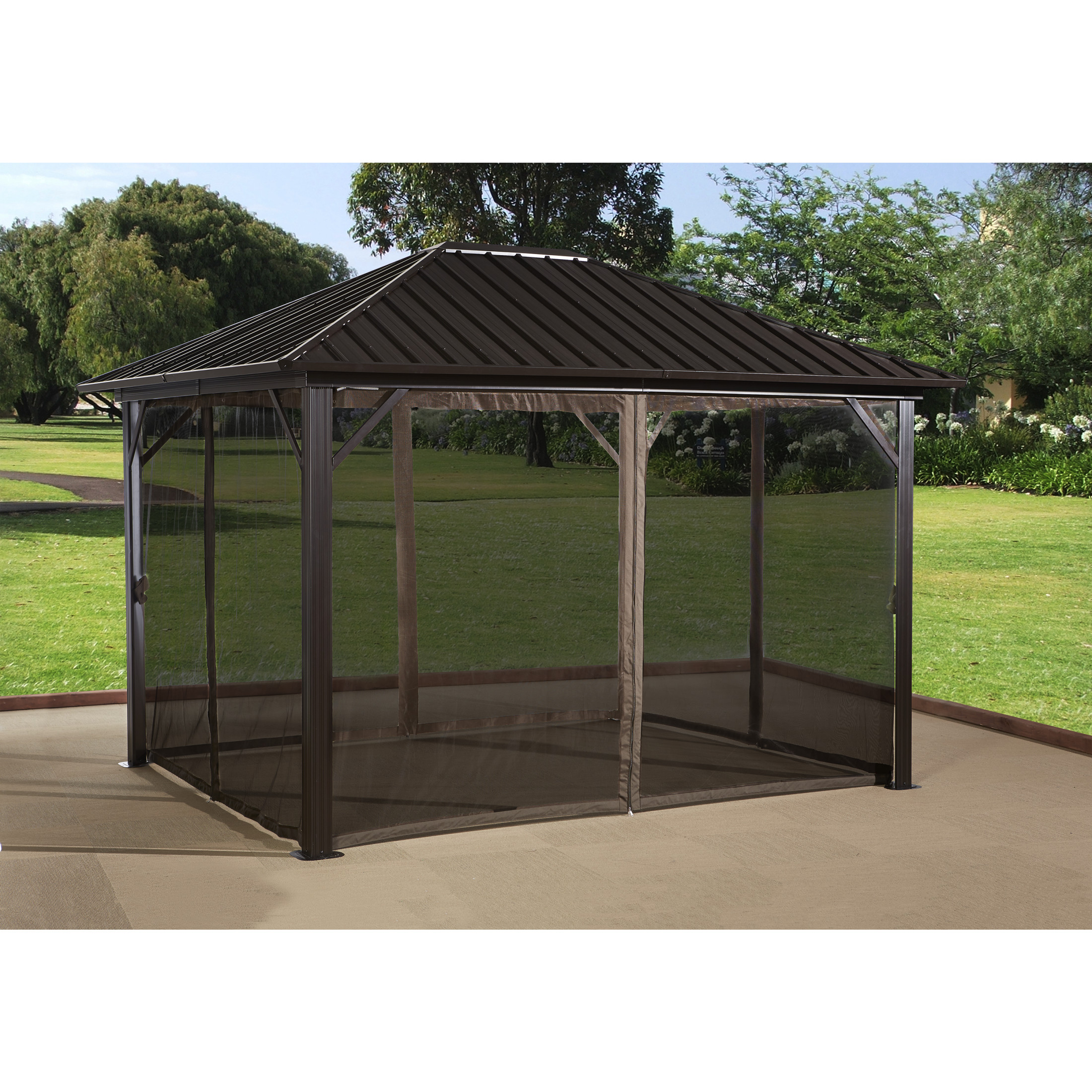 Sojag Genova 10 x 14 9 ft Dark Brown Gazebo