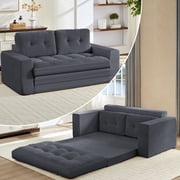 Mjkone 2 in 1 Convertible Sofa Bed,Loveseat Sleeper Sofa bed,Folding Floor Couch for Small Speace,Gray