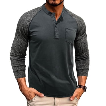 FhsagQ Shirts Chemises pour Hommes Chemises pour Hommes Grande Taille5X Hommes Lot de 2 T-Shirt en Coton Col Rond Manches Longues Tee - Hipster Hop Longline Hauts Décontractés Gym Chandails pour Muscles Gris Foncé L
