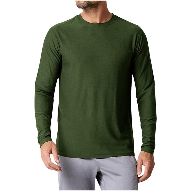 aohooy Men's Long Sleeve Swim Shirts Sun Protection Shirts UV SPF UPF 50+ Rash Guard Fishing Running Quick Dry Lightweight Army Green,S