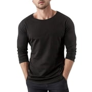 LUOGENLI Male T-shirts for Mens Men's Muscle Exercise Slim Fit T Shirt Gym Exercise Long Sleeve T Shirt Mens T-shirts Graphic Tees Funny Summer Clothes Black M