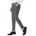 thumbnail image 4 of INSPIRE CHIC Men's Plaid Slim Fit Flat Front Dress Pants with Pockets 30 Gray, 4 of 7