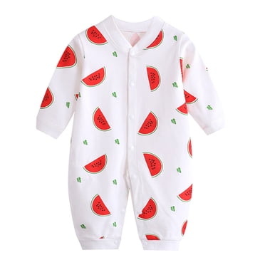 Pisexur Newborn Baby Boys Girls Rompers V Neck Long Sleeve Toddler Romper Cute Print Side Tie Romper Jumpsuits Unisex Cotton Infant Clothes 0-9 Months