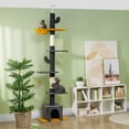 thumbnail image 2 of PawHut Floor to Ceiling Cat Tree 90.5"-108" Adjustable Height, Dark Grey, 2 of 10