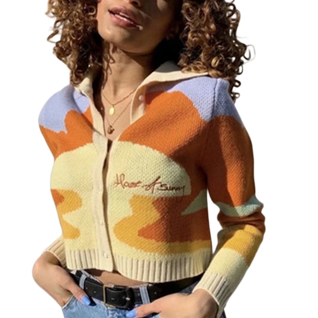 Women's Button Down Cardigan Sweater Long Sleeve Knit Blouse Coat Tops