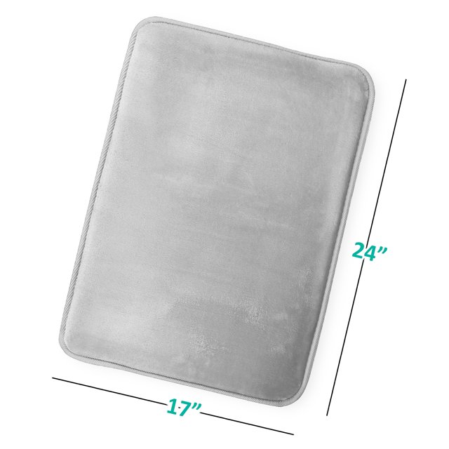1 Small Clara Clark Bath Mat Bathroom Rug - Absorbent Memory Foam Bath Rugs - Non-Slip, Thick, Cozy Velvet Feel Microfiber Bathrug, Plush Shower, Toilet-Floor Bathmats Carpet - Silver - 17"x24"