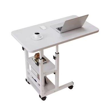 Height Adjustable C Table Mobile Laptop C Shaped End Table, Couch Desk with Wheels, Couch Side Table with Storage Drawer for Living Room Bedroom