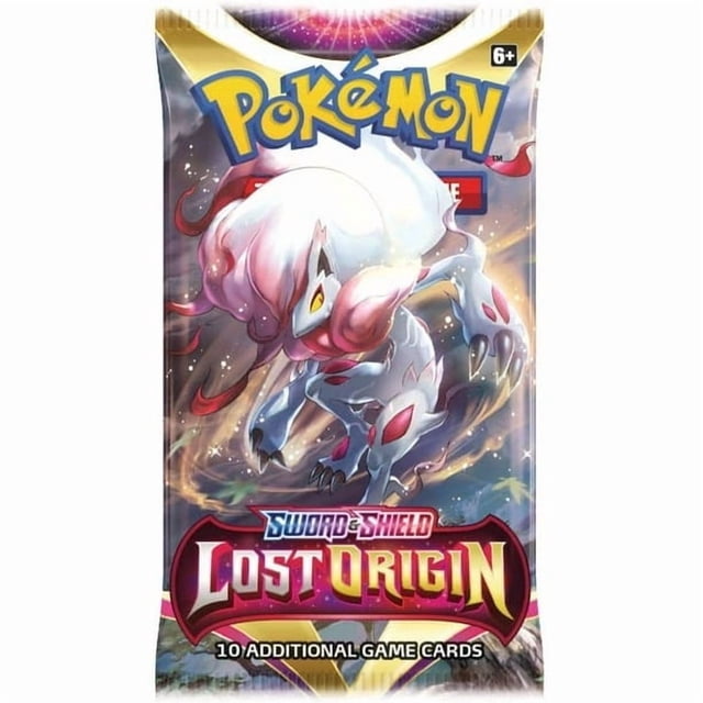 Paquet booster de Cartes à Collectionner Pok Sas11 Bos Pk, Vue Centrée de l'Épée Fannée et du Bouclier – Cartes d'Origine Perdue Montrant Giratina VSTAR, Aerodactyl VSTAR, Magnezone, Drapion, Hisuian Goodra et Hisuian Zoroark, Illustration; Contient 10 Cartes et 1 Énergie de Base Ou 1 Marqueur VSTAR.
