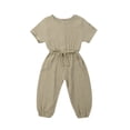 thumbnail image 1 of Sylvamorning Infant Baby Romper Solid Color Short Sleeve Elastic Waist Jumpsuit, 1 of 7