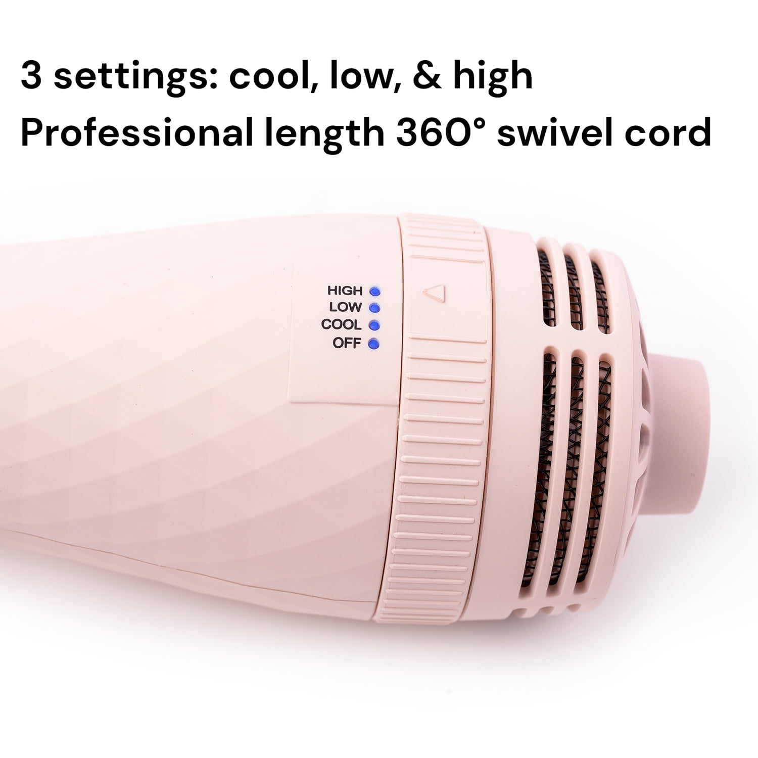 L'ange Hair Le Volume 2-in-1 Titanium Blow Dryer Brush Blush Hot Air Brush with Oval Barrel