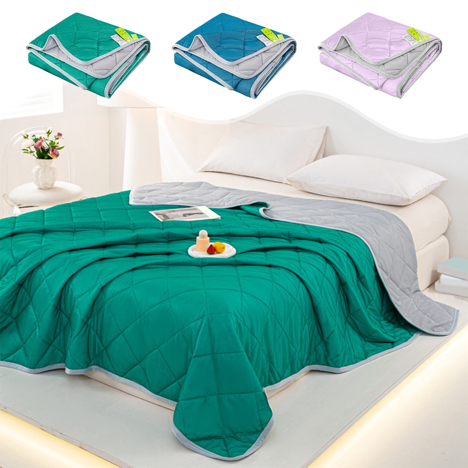 Oefntac Comforter Cool Feeling Silk Fiber Summer Comforter Summer Cooler Gift Comforter Conditioner Comforter Solid Color