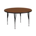 thumbnail image 1 of 42'' Round Oak HP Laminate Activity Table - Height Adjustable Short Legs, 1 of 3