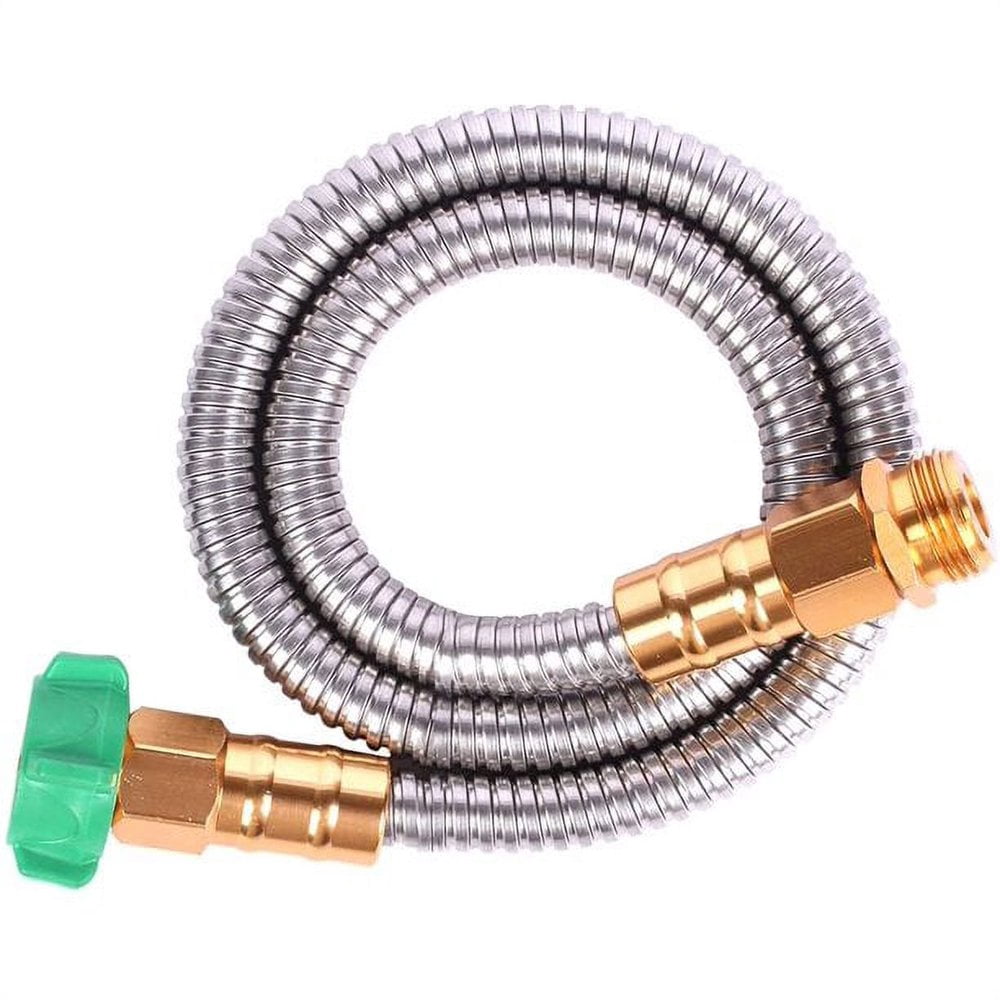 FNNMNNR Metal Short Garden Hose 8 ft  Flexible Stainless Steel Garden Hose  Heavy Duty Water Hose (8FT)