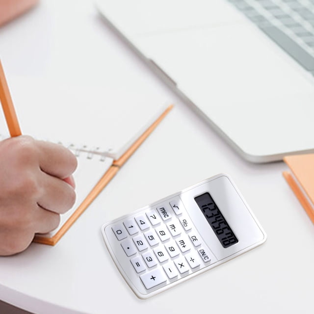 8 Digit Standard Calculator with Large Display and Round Buttons | Basic Desktop Calculator with Quiet Sensitive Keys | Portable Math Calculator for Office Home School