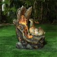 thumbnail image 2 of LuxenHome Resin Bunnies Outdoor Fountain with LED Lights, 2 of 3