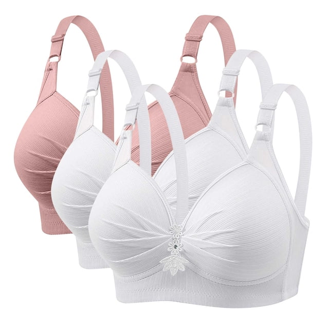 Timegard 3pc Plus Size Bras for Women Wireless Adjustable Strap Full Support Breathable Everyday Bra