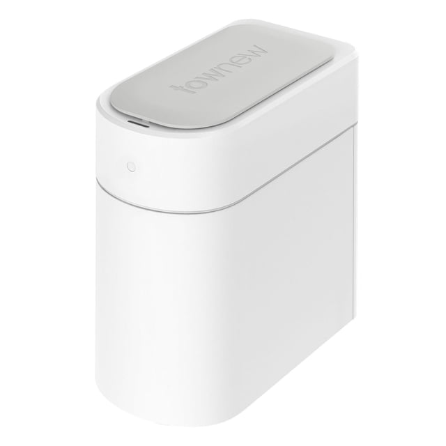 Townew T3 Poubelle Intelligente Mince - 13 L en Blanc avec un design Rectangulaire Mince et un Couvercle Gris Pâle Embossé du logo Townew, Dotée d'Un Capteur Infrarouge pour l'Ouverture du Couvercle Mains Libres et d'Une Technologie d'Auto-étanchéité, Convient au Rangement et à l'Organisation à la Maison.