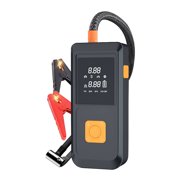 1000A Peak 12V Car Jump Starter with 8000mAh Power Bank, 25L/min Air Compressor for Tires/Balls, LED Flashlight & SOS, Intelligent Anti-Reverse Protection, Dual Digital Display, ABS Black - Ideal for