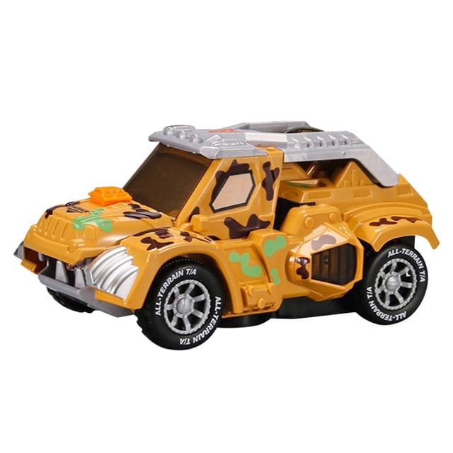 Yellow Electric Spray Deformation Dinosaur Car With Light Music Auto Transform Toy Yellow