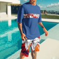 thumbnail image 1 of Weiqiqre Men's Graphic Short Sleeve Tee and Drawstring Waist Track Shorts Set Casual 2 Piece Outfit, 1 of 5