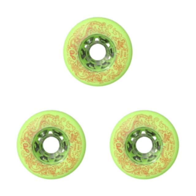 Dalazy 2 Pcs Prise Silencieuse et Soutien Amélioré - Roue de Patin à Roues Alignées pour Freestyles Scroll Amélioré Vert 72mm 3Ensemble