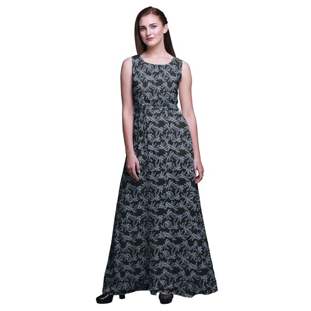 Bimba Robe Longue Décontractée Sans Manches à Encolure Ronde pour Femmes, Imprimé Océan - Grand