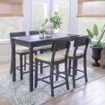 thumbnail image 2 of Linon Jordan Upholstered Five Piece Tavern Set in Rustic Dark Charcoal Wood, 2 of 17