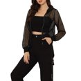 thumbnail image 4 of INSPIRE CHIC Ribbed Cuffs Jacket for Women Hoodie Mesh Bomber Jacket XL Black, 4 of 6