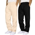 thumbnail image 2 of Men's Hip Hop Pants Memory Foam Casual Solid Color Track Long Training Pants Men Cuff Lace Up Workout Boy Slip Pants with Pocket 2 Elastic Pants for Men Trouser Pcs, 2 of 3