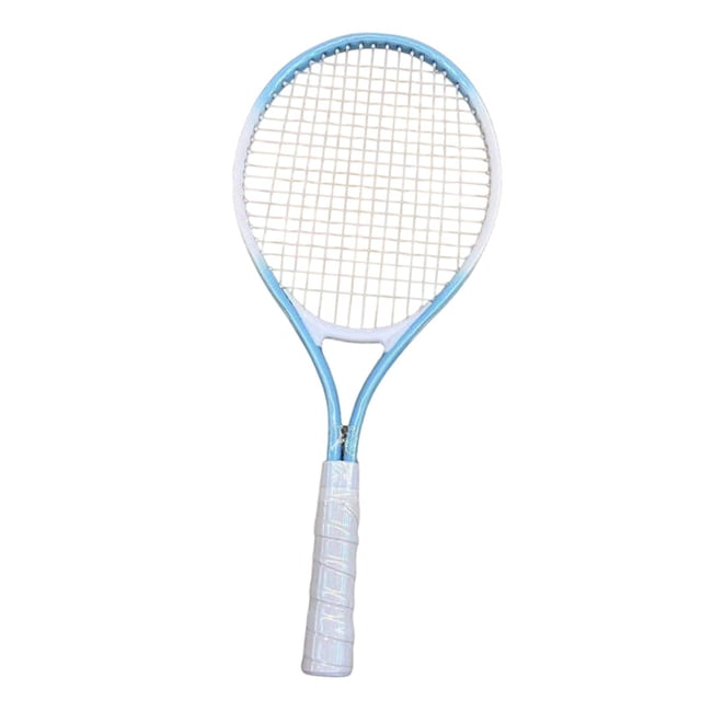 pitrice Tennis Racket Nonslip Grip High Strength Nylon Strings for Park Beach Garden Blue White Blue White