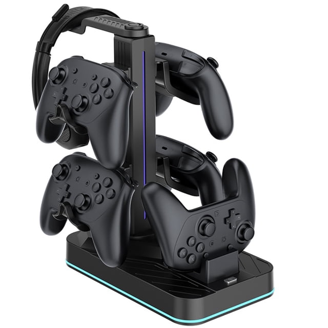 Game Controller Charging Station & Headset Holder - Compatible With Nintendo Switch 2/PS5/Xbox Series - Storage Rack