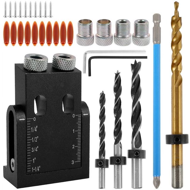 Ultimate Woodworking Drill Guide for Precise Oblique & Finishing Tasks 38-Piece Pocket Hole Jig Kit