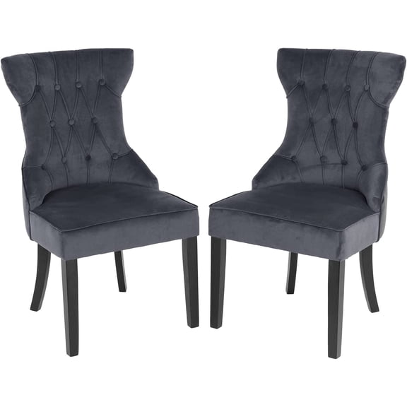 Dining Chairs Dining Room Chair Kitchen Chair of 2 Dining Metal Side Chairs Solid Wood Modern Tufted Upholstered for Home Kitchen Bedroom Living Room Arm Side Chairs Set of 2(Gray, button Style)