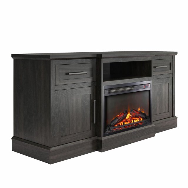 Ameriwood Home Gablewood Electric Fireplace & TV Console for TVs up to 65", Espresso