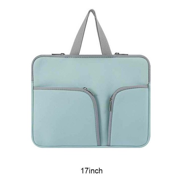 Housse d'Ordinateur Portable Étanche Sacoche Portable Pochette Protectrice Réutilisable Compartiments de Rangement pour Affaires Vert 17 Pouces