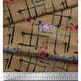 thumbnail image 3 of Soimoi Brown Rayon Fabric Geometric & Rose Floral Print Fabric by Yard 56 Inch Wide, 3 of 5