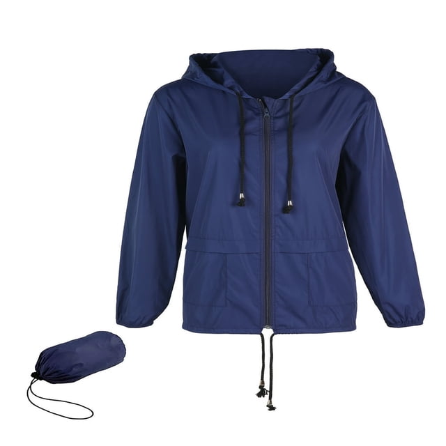 Veste Imperméable Légère pour Femmes, Couleur Unie, Fermeture Éclair devant, Coupe-Vent