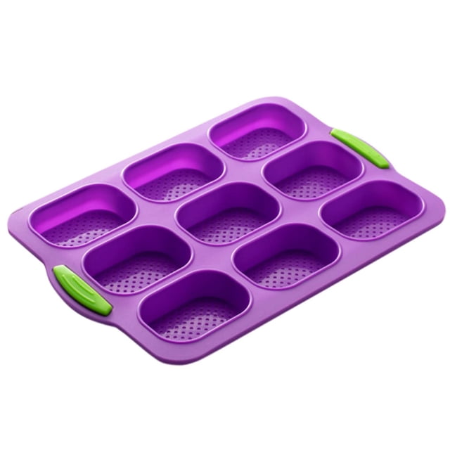 Oleegame 1PC Tin Foil Roll 9 Grids Multi Color Kitchen Silicone Oval Cake French Bread Baking Pan Non Stick Kitchen Utility Purple
