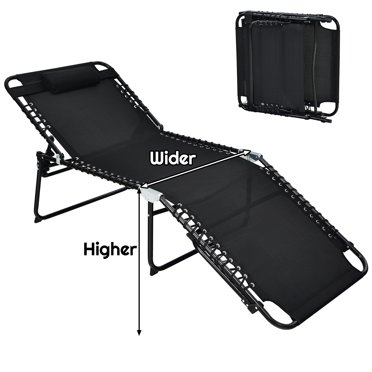 Costway Oversize Folding Chaise Lounge with Adjustable Backrest Detachable Pillow Pocket