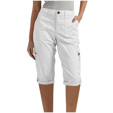 fheaev Shorts Cargo pour Femmes Été Décontractés Confortables Pantalons Capri Habillés Légers Pantalons Cargo pour Dames Longueur Genou Tendance Shorts de Randonnée avec Poche