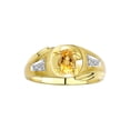thumbnail image 1 of RYLOS Men's Rings Yellow Gold Plated Silver Rings Classic Designer Style 8X6MM Gemstone & Diamond Ring Citrine November Birthstone Rings For Men Size 10, 1 of 6