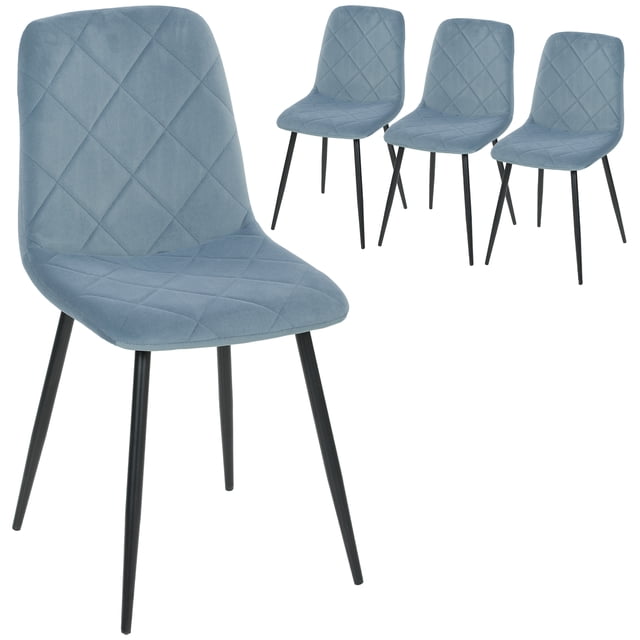 HOMCOM Dining Chairs Set of 4, Kitchen Chair with Metal Legs, Light Blue