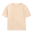 thumbnail image 1 of BYHONG T-Shirts Basiques à Manches Courtes pour Garçons et Filles, Col Rond, Beige 100, 1 of 3