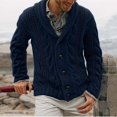 thumbnail image 4 of XZNGL Long Cardigan pour Hommes Hommes Cardigan Uni Décontracté Manches Longues Chandail à Simple Boutonnage Col Rabattu Manches Longues pour Hommes Chandail pour Hommes Décontracté, 4 of 9
