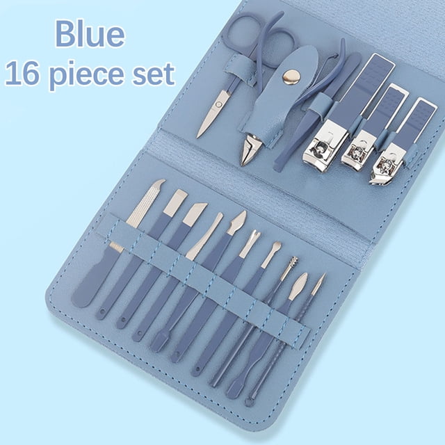 EGNMCR 16pcs/set Nail Cutter Set Makeup Beauty Tool Nail Clipper Set Folding Bag Stainless Steel Tool Finger Nail Clipper Kit Nail Clipper