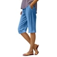 thumbnail image 2 of Womens Casual Shorts Summer Drawstring Elastic Waist Comfy Shorts with Pockets, 2 of 5