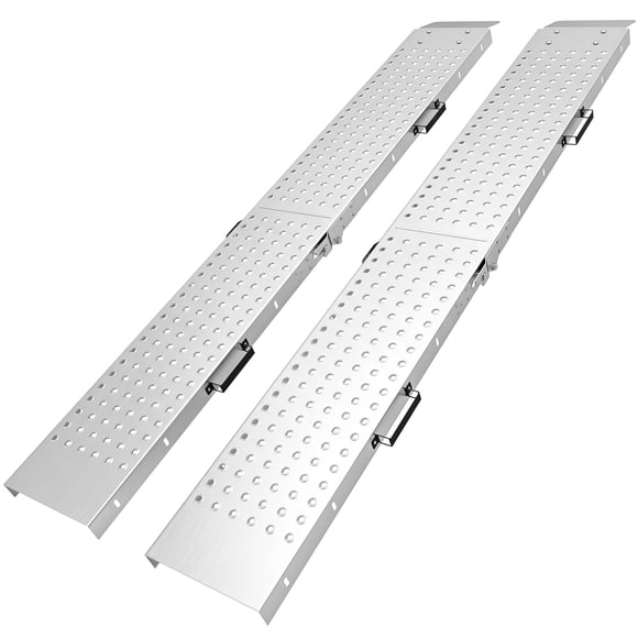 HOMCOM Rampes de Chargement Pliantes, 2 Pcs Rampes pour Camions VTT 880 lb, Argent