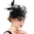 thumbnail image 2 of Women Flower Mesh Ribbons Headband Cocktail Tea Party Hat Headwear Hair Clip, 2 of 9