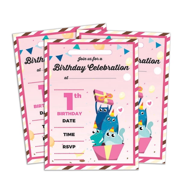 Darling Souvenir Pink Birthday Invitation Card Printable Elegant Fill or Write In Blank Party Invites 28 Pcs 5 x 7 Inches